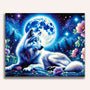 Wolf in full moon with flower - Paint by Numbers