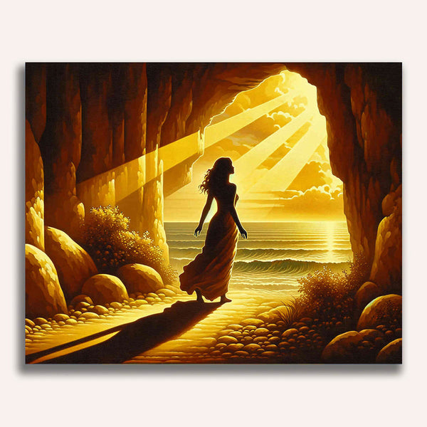 Woman walks out of cave - Paint by Numbers