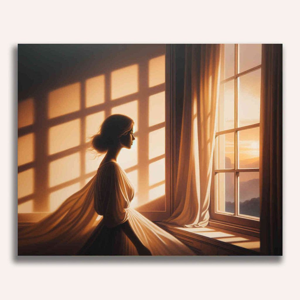 Woman looks out of window - Paint by Numbers