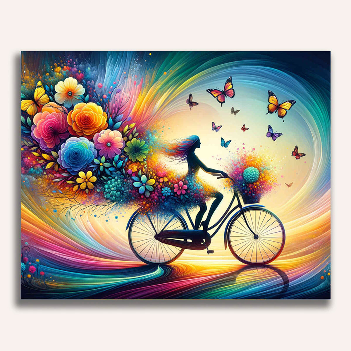 Woman on bicycle - Paint by Numbers