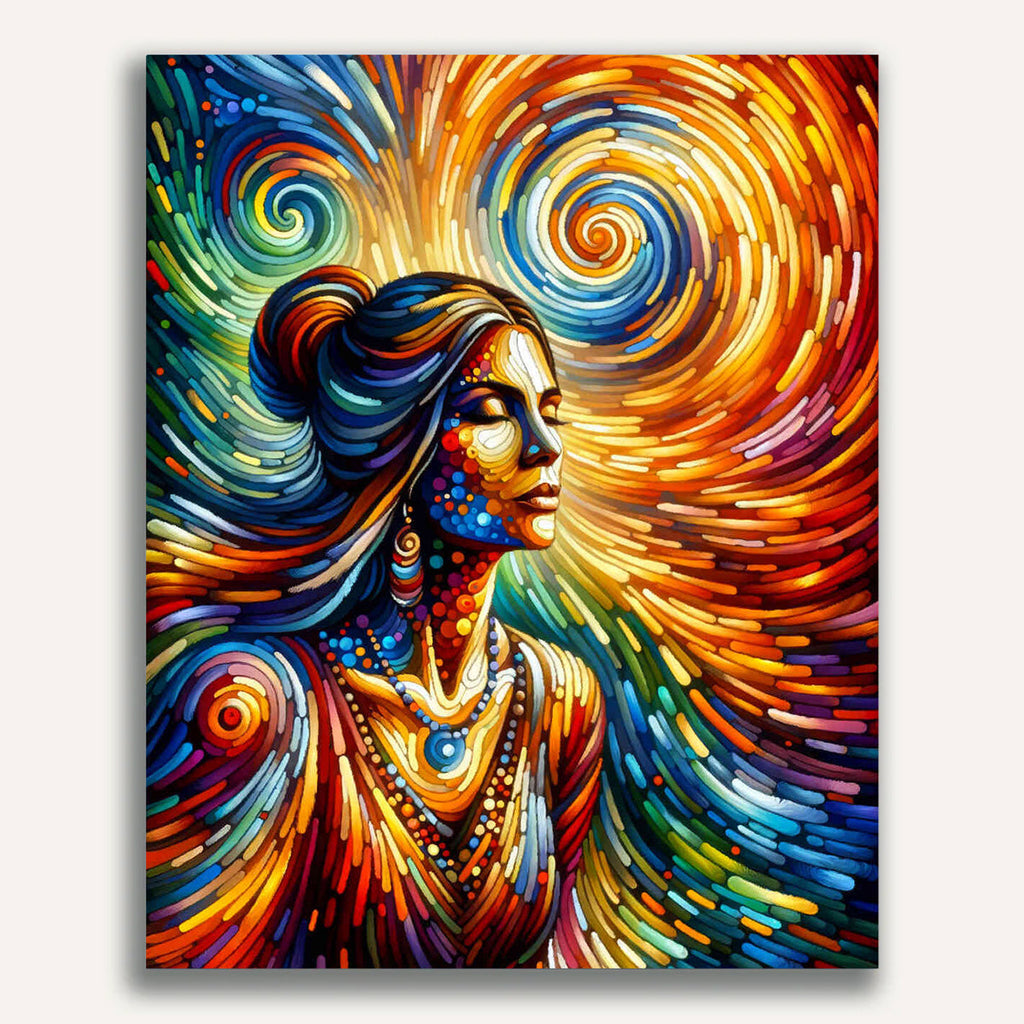 Woman surrounded by colors - Paint by Numbers