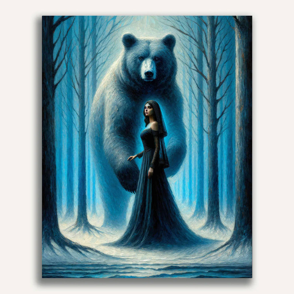 Woman with bear - Paint by Numbers