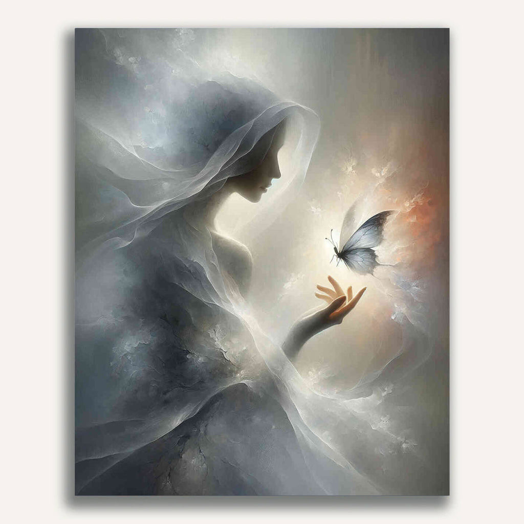 Woman with butterfly - Paint by Numbers