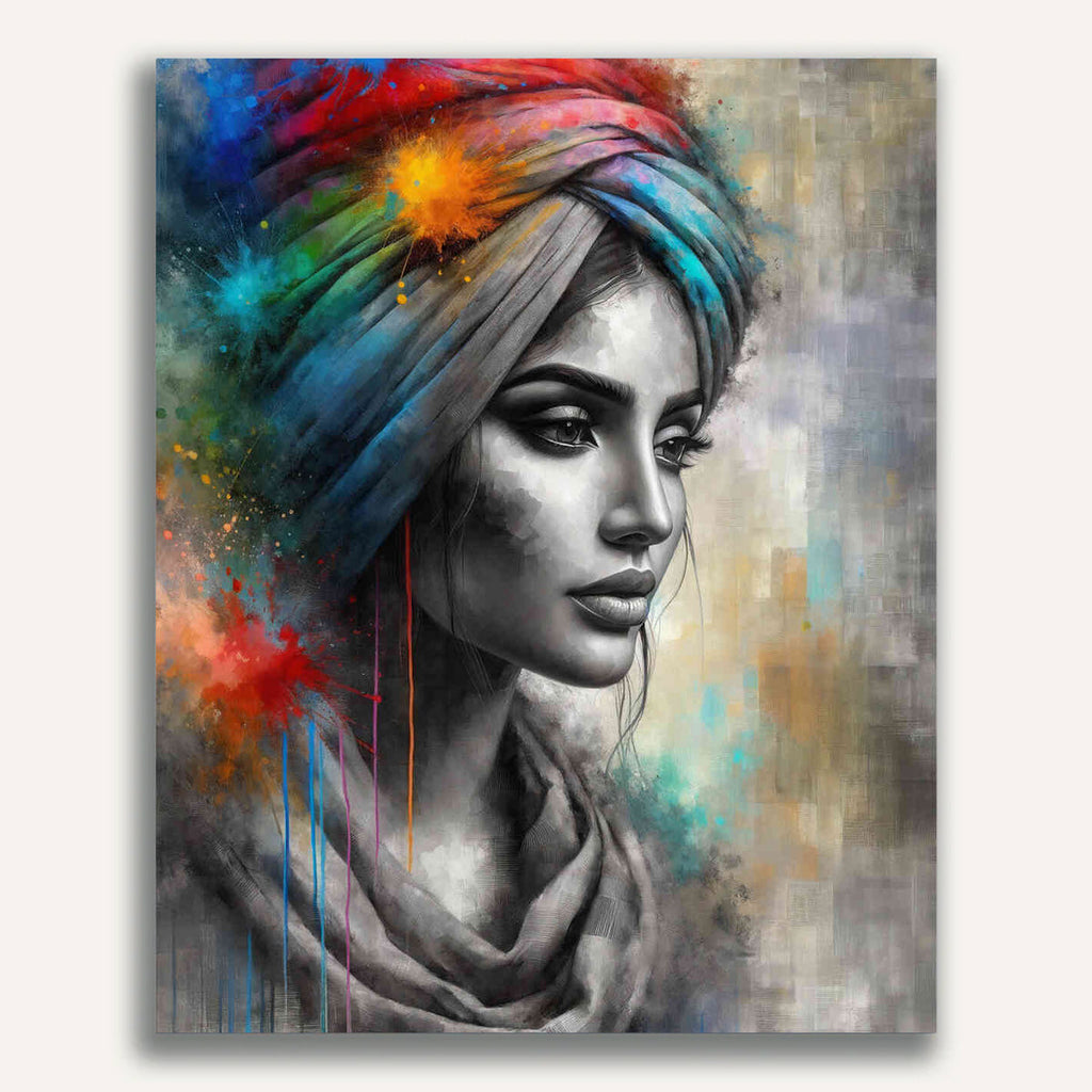Woman with colorful turban - Paint by Numbers