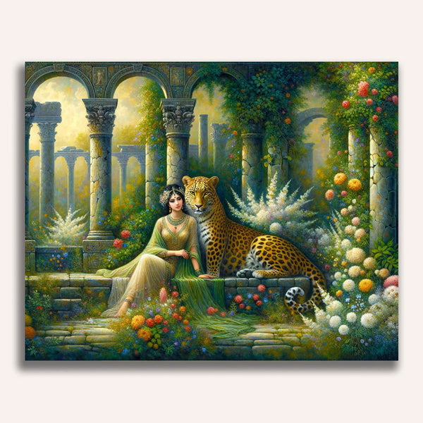 Woman with leopard - Paint by Numbers