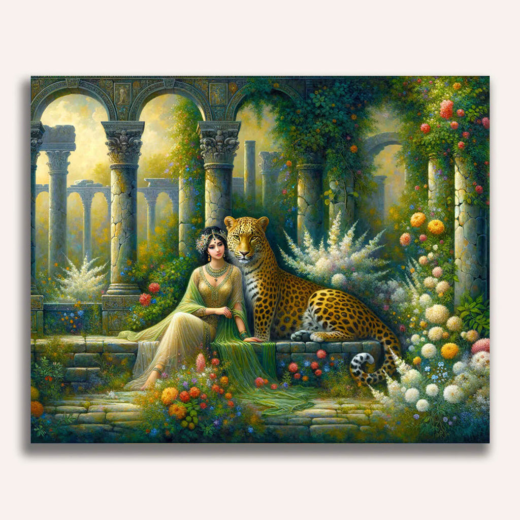 Woman with leopard - Paint by Numbers