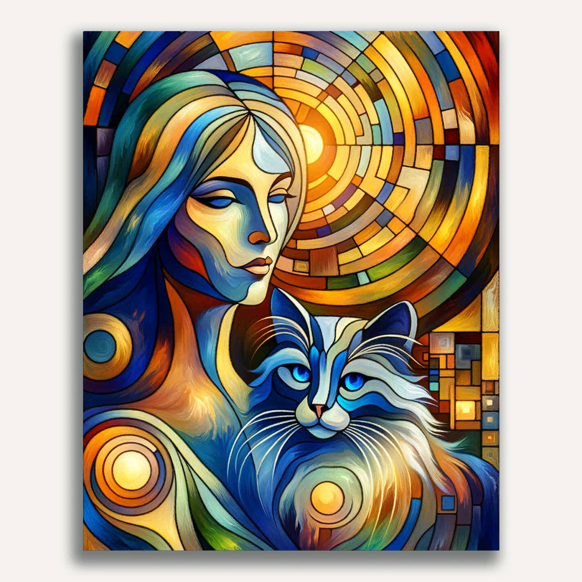 Women with cat - Paint by Numbers