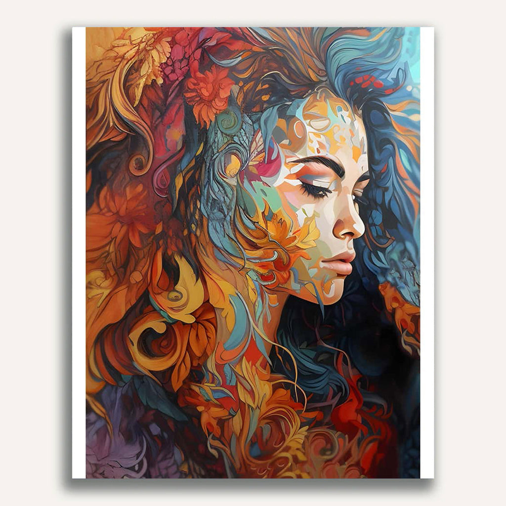 Paint by Numbers - Young woman with flower hair