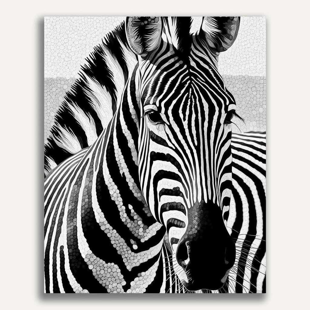 Zebra, Black and White - Paint by Numbers
