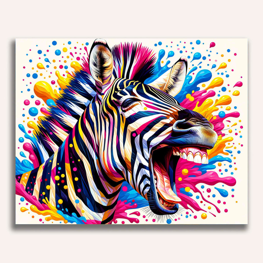 Zebra sideways, laughs - Paint by Numbers