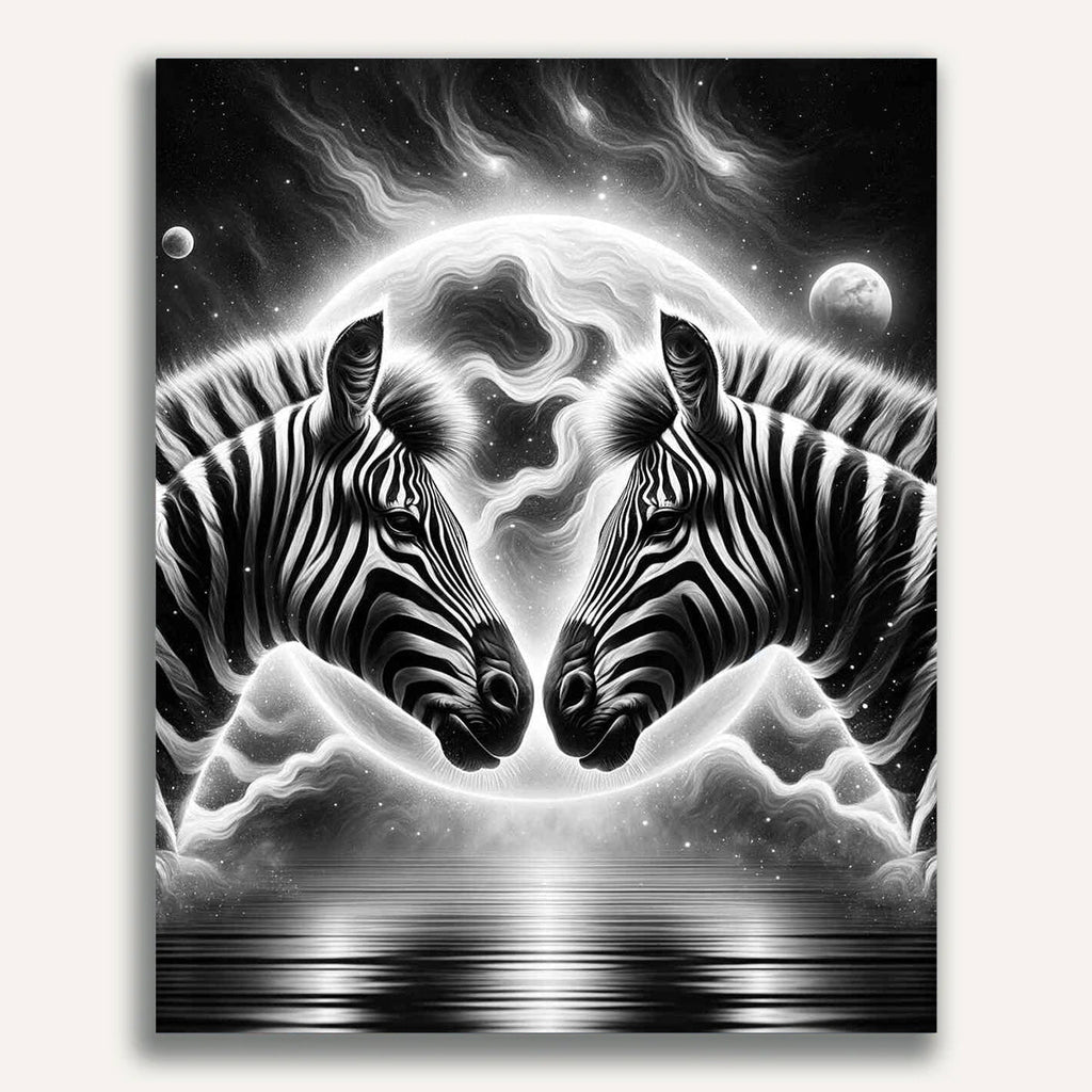 Zebras in black white - Paint by Numbers