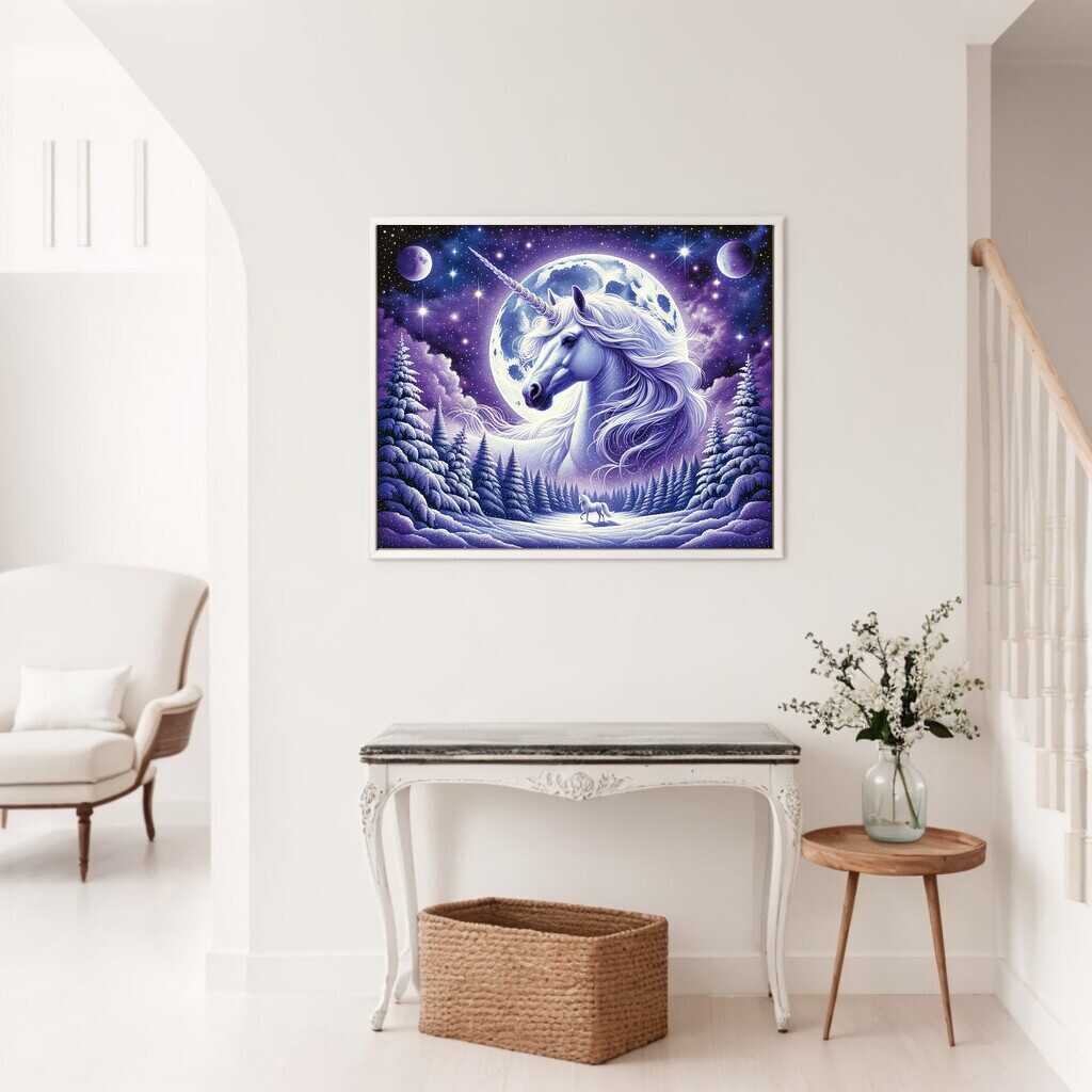 Unicorn in the snow, night - Paint by Numbers