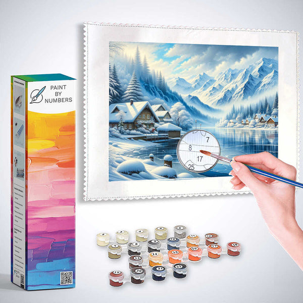 Paint by Numbers - Winter city on the lake