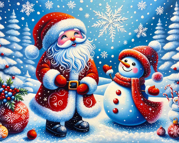 Paint by Numbers - Snowman and Santa Claus