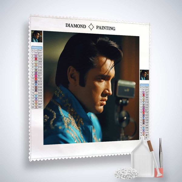 Diamond Painting Kit - Elvis Profile - Paint by Numbers with Canvas, Acrylic Diamonds, Tweezers, and Application Pen