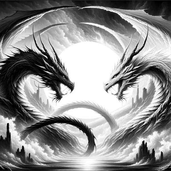 Paint by Numbers - Black and white, dragon