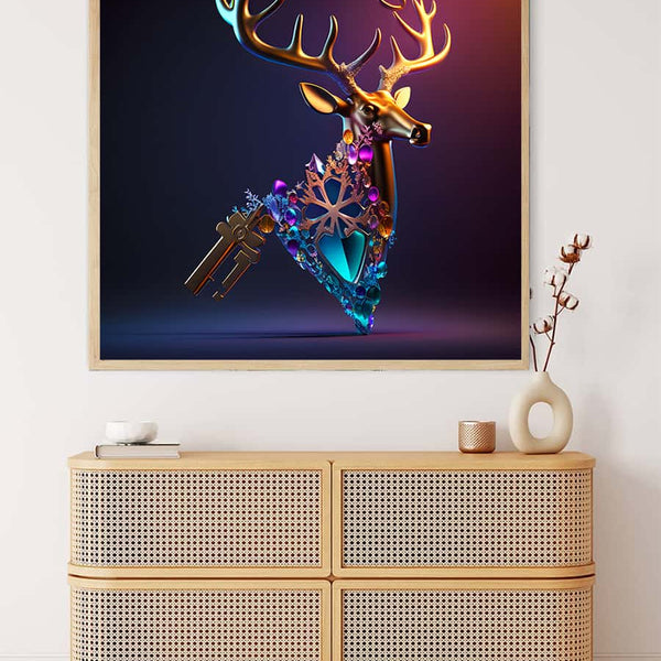 AB Diamond Painting - Hirsch im Lichtstrahl - gedruckt in Ultra-HD - AB Diamond, Hirsch, Neu eingetroffen, Quadratisch, Tiere