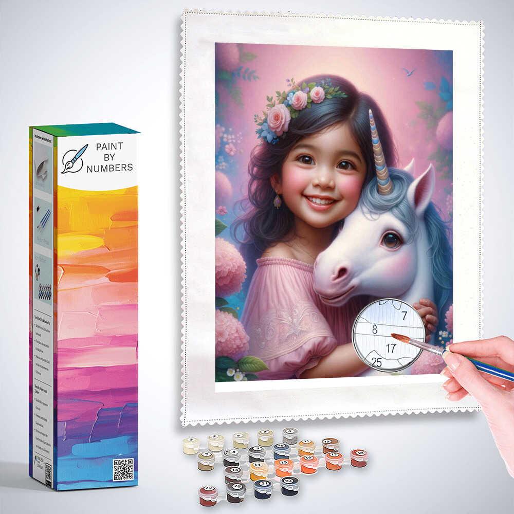 Paint by Numbers - Little girl with unicorn