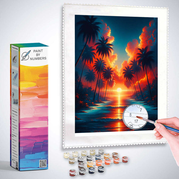 Paint by Numbers - Sunset Under Palms
