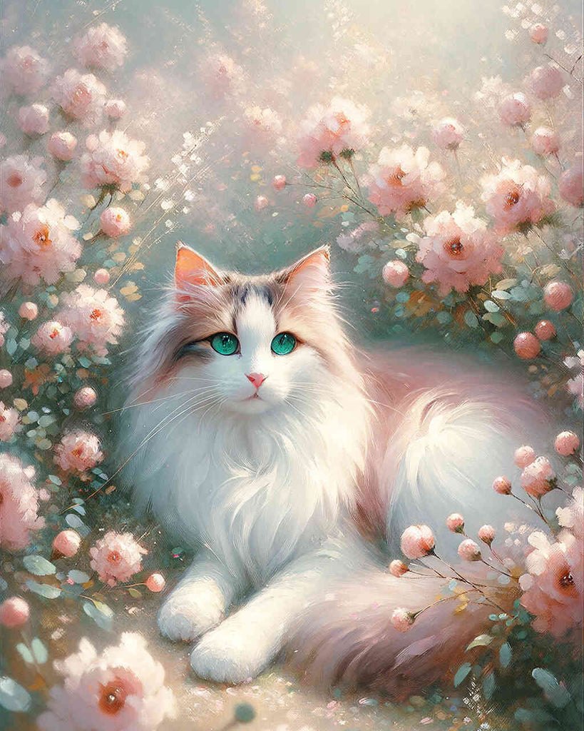 Paint by Numbers - Pink Flower Cat