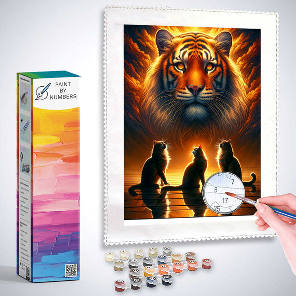 Paint by Numbers - Tiger and panther, mirror images