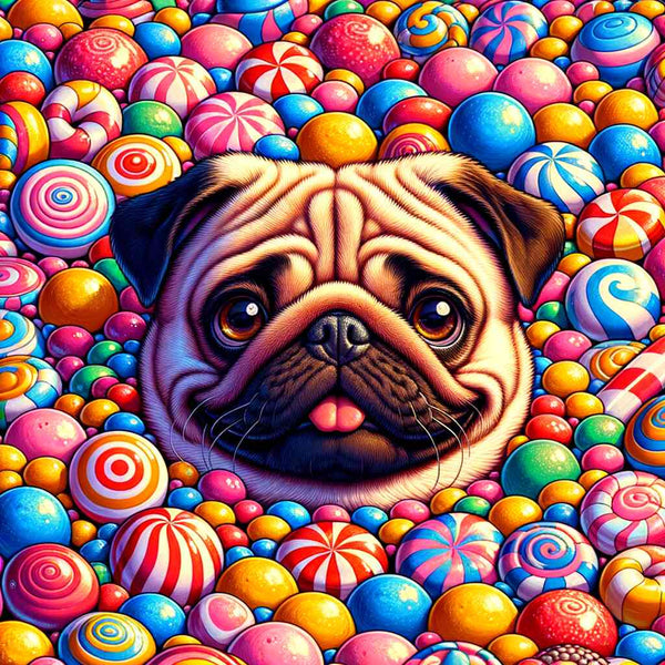 Paint by Numbers - Pug in candy bath