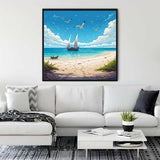 Malen nach Zahlen - Paradiesstrand - hochwertige Leinwand - 170523, Boote, Meer, Neu eingetroffen, Quadratisch, Strand