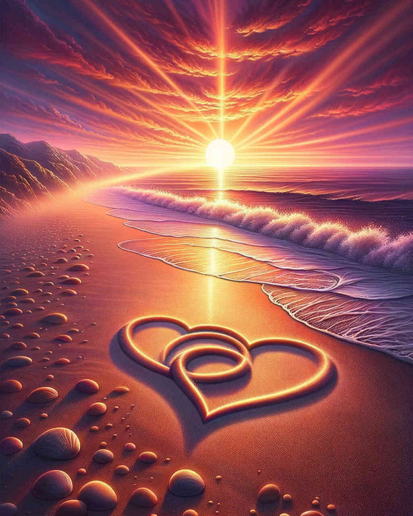 Paint by Numbers - Two Hearts on the Beach