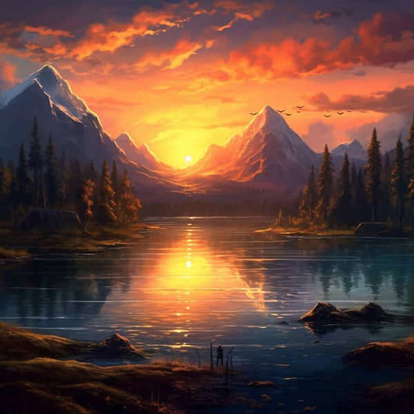 Lake, sunset - Paint by Numbers