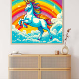 AB Diamond Painting - Einhorn farbenfroh bunt - gedruckt in Ultra-HD - AB Diamond, Einhorn, Fantasy, Neu eingetroffen, Quadratisch