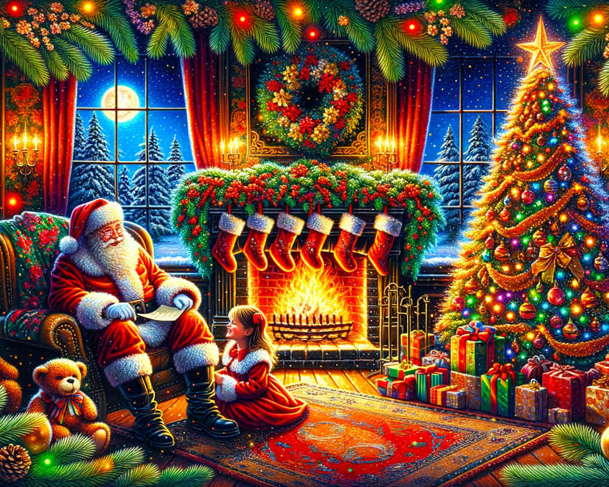 Paint by Numbers - Christmas by the fireplace
