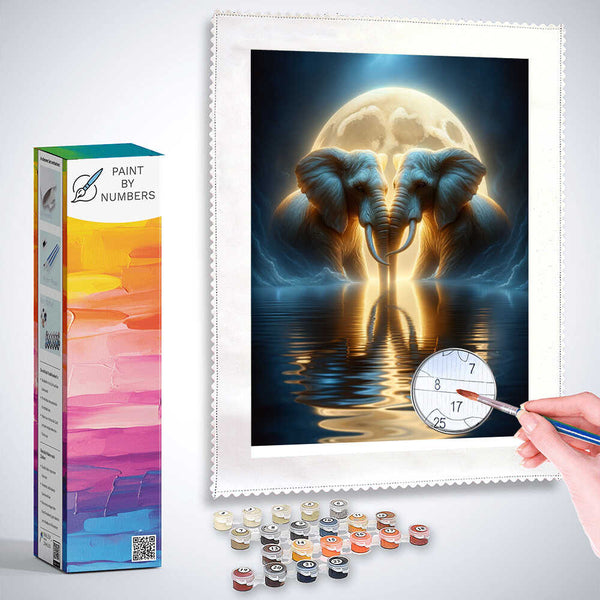 Mirror image, Small and Large Elephant - Paint by Numbers