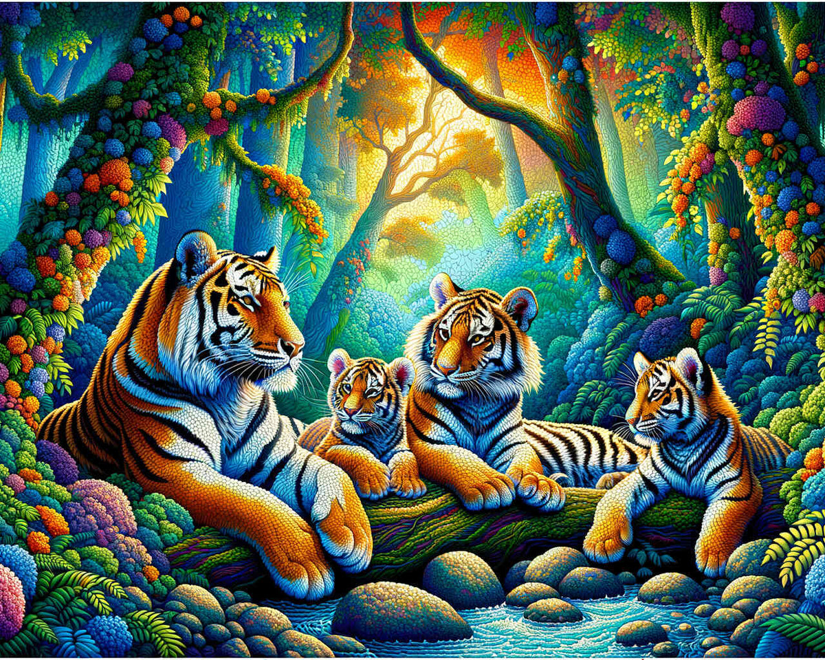 Paint by Numbers - Tiger Family