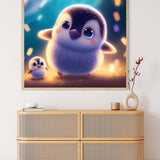 Malen nach Zahlen - Friedlicher Pinguin mit Kind - hochwertige Leinwand - 170523, Neu eingetroffen, Pinguin, Quadratisch, Tiere
