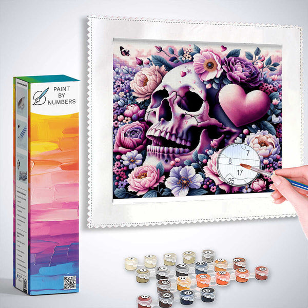 Paint by Numbers - Skulls, heart flowers