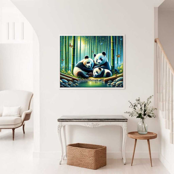 Paint by Numbers - Panda family, tree trunks