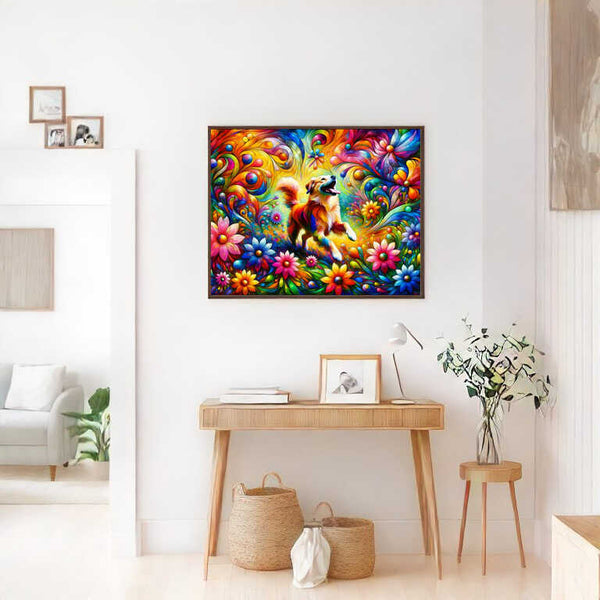 Dog, flowers - Paint by Numbers