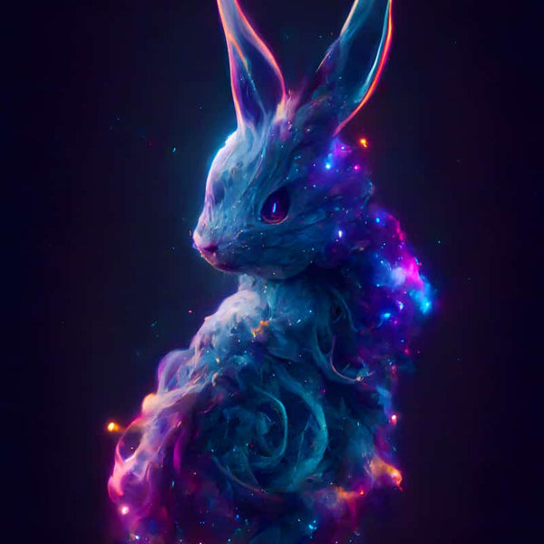 Mystical bunny diamond painting kit with enhanced acrylic diamonds and artist's tools, perfect for paint by numbers enthusiasts.