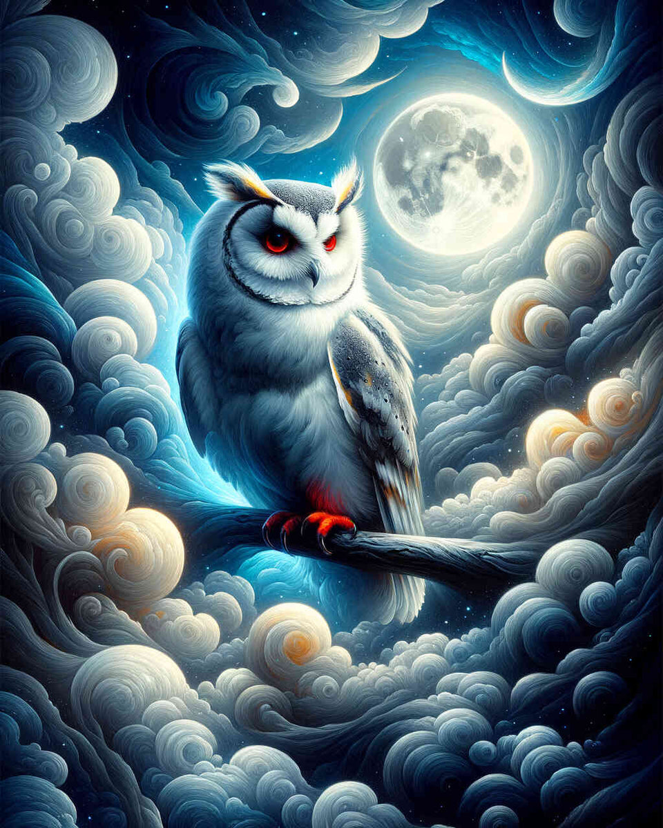 Paint by Numbers - Owl in the Clouds Moonlight