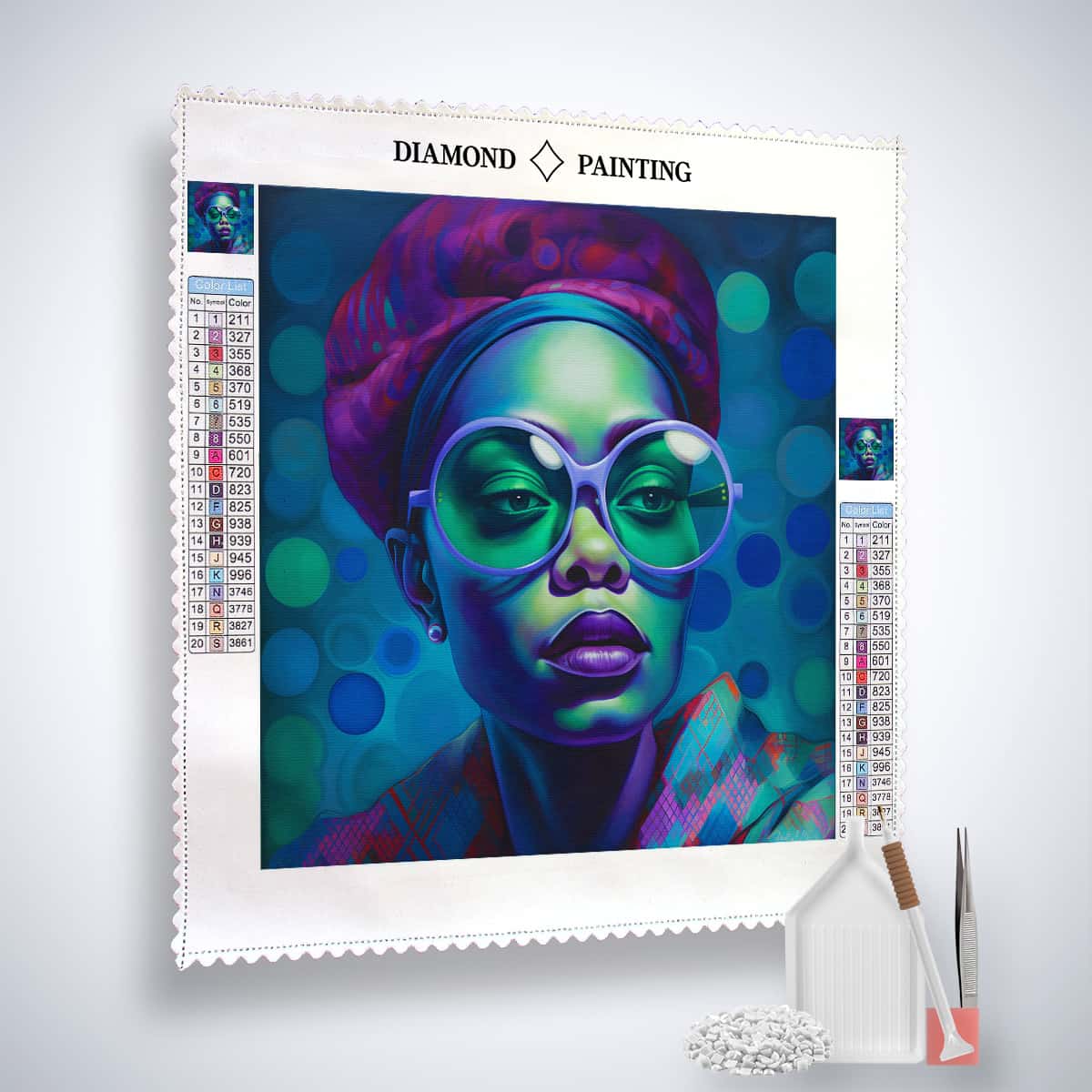 Diamond Painting - Frau mit Lila Lippen - gedruckt in Ultra-HD - Menschen, Neu eingetroffen, Quadratisch