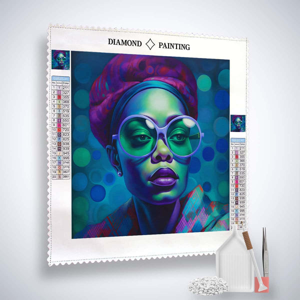 Diamond Painting - Frau mit Lila Lippen - gedruckt in Ultra-HD - Menschen, Neu eingetroffen, Quadratisch