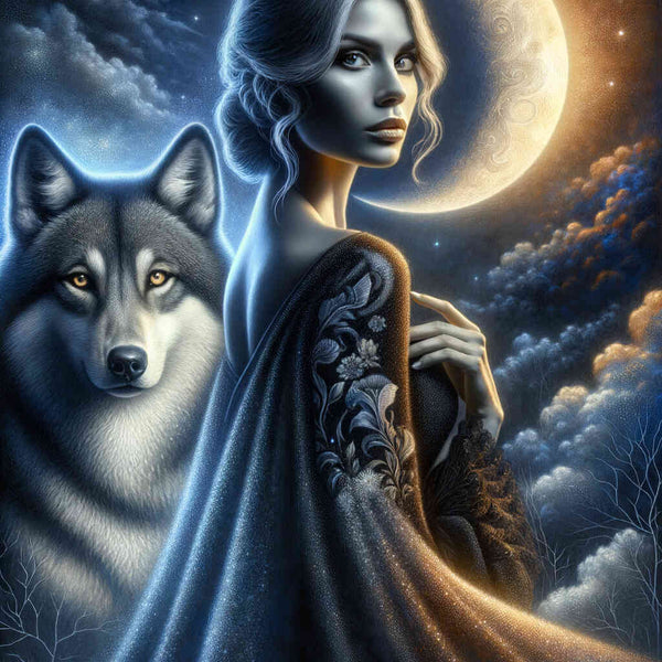 Paint by Numbers - Wolf with woman in black