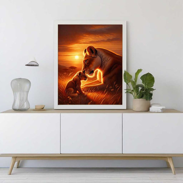 Paint by Numbers - Lioness with child, cuddles