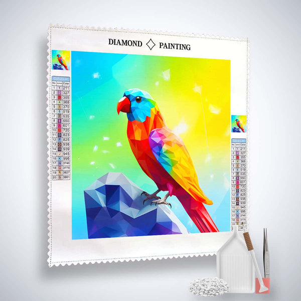 AB Diamond Painting - Diamant Papagei auf Stein - gedruckt in Ultra-HD - AB Diamond, Neu eingetroffen, Papagei, Quadratisch, Tiere, Vögel
