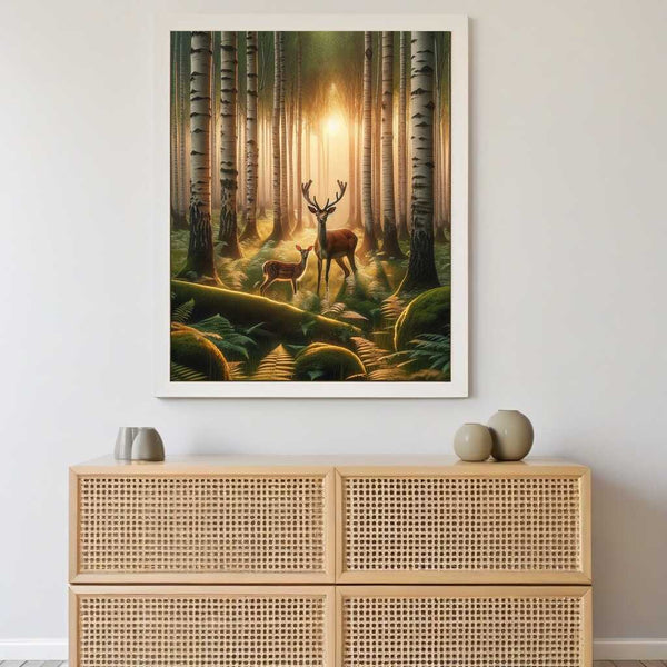 Paint by Numbers - Deer in birch forest