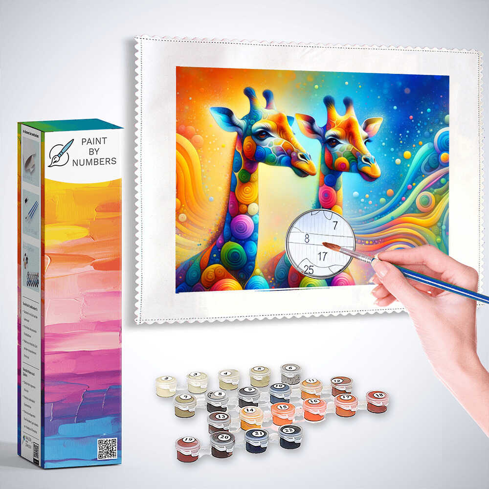 Two colorful giraffes - Paint by Numbers