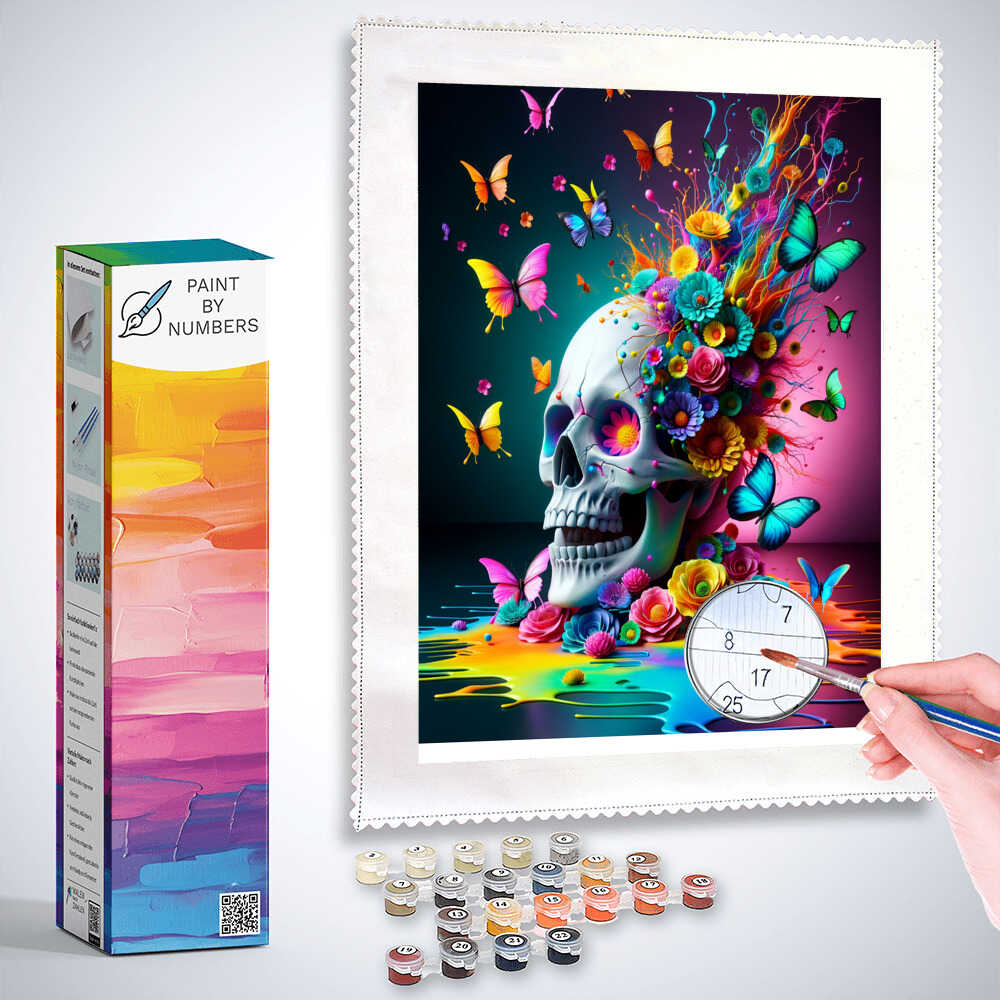 Paint by Numbers - Butterflies with skull