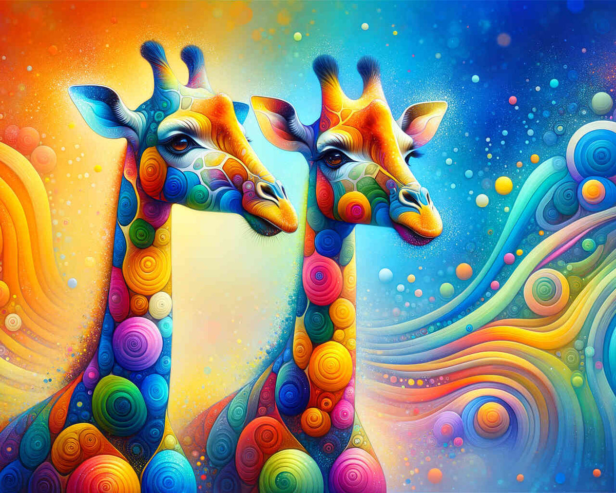 Two colorful giraffes - Paint by Numbers