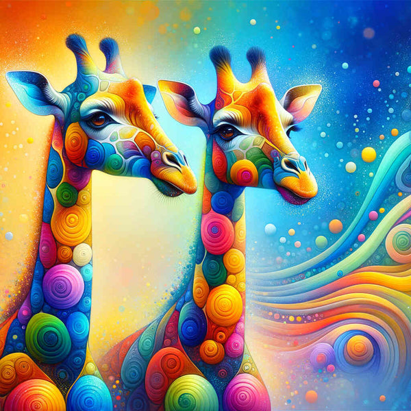 Two colorful giraffes - Paint by Numbers