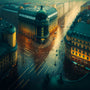 Hamburg cityscape at night with illuminated streets and historic architecture in a Diamond Painting - perfect for Paint by Numbers enthusiasts.